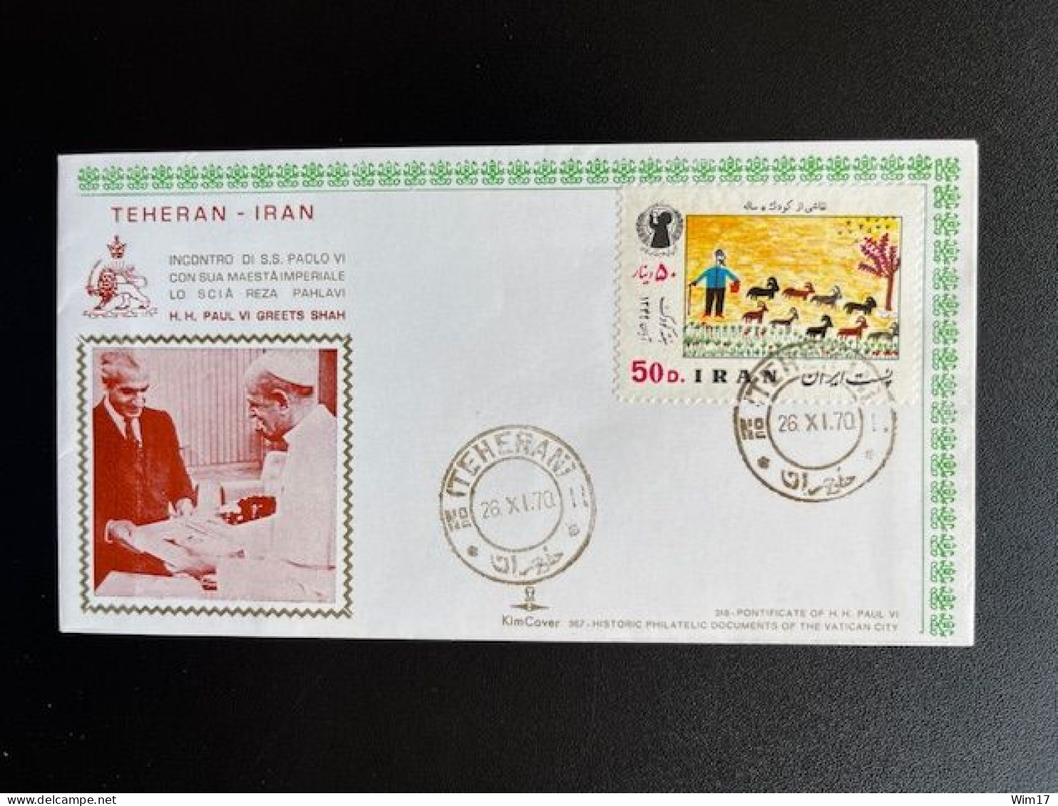 IRAN 1970 SPECIAL COVER VISIT POPE PAUL VI 26-11-1970 - Iran