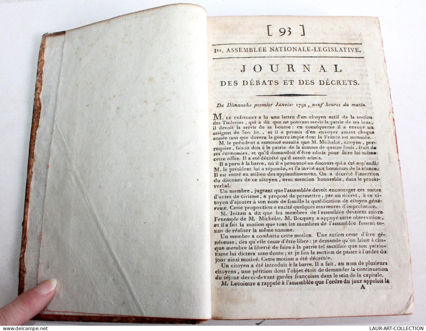 1792, 1e ASSEMBLEE NATIONALE LEGISLATIVE JOURNAL DES DEBATS & DECRETS N°93 à 124 / ANCIEN LIVRE XIXe SIECLE (1803.158) - 1801-1900