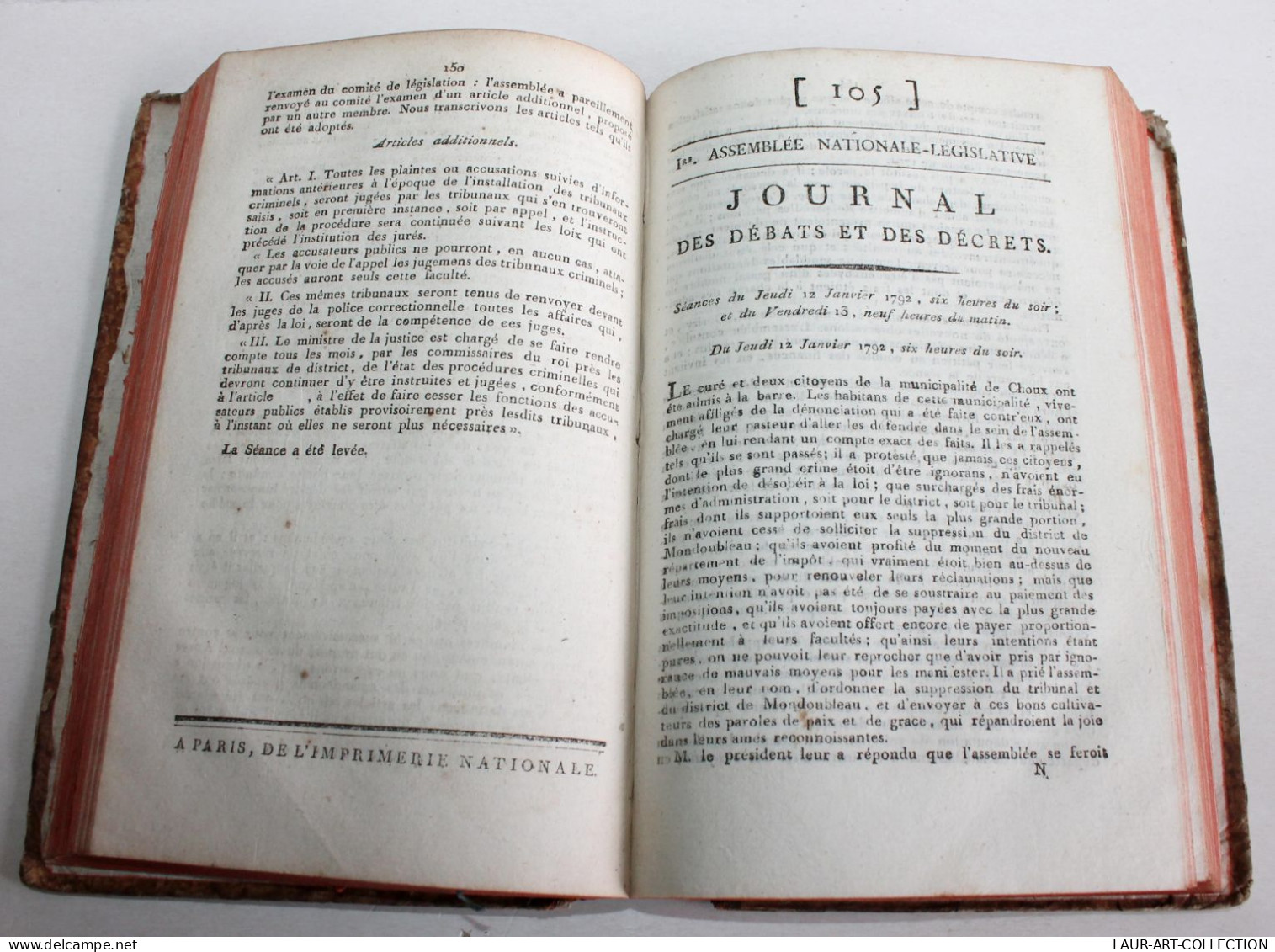 1792, 1e ASSEMBLEE NATIONALE LEGISLATIVE JOURNAL DES DEBATS & DECRETS N°93 à 124 / ANCIEN LIVRE XIXe SIECLE (1803.158) - 1801-1900