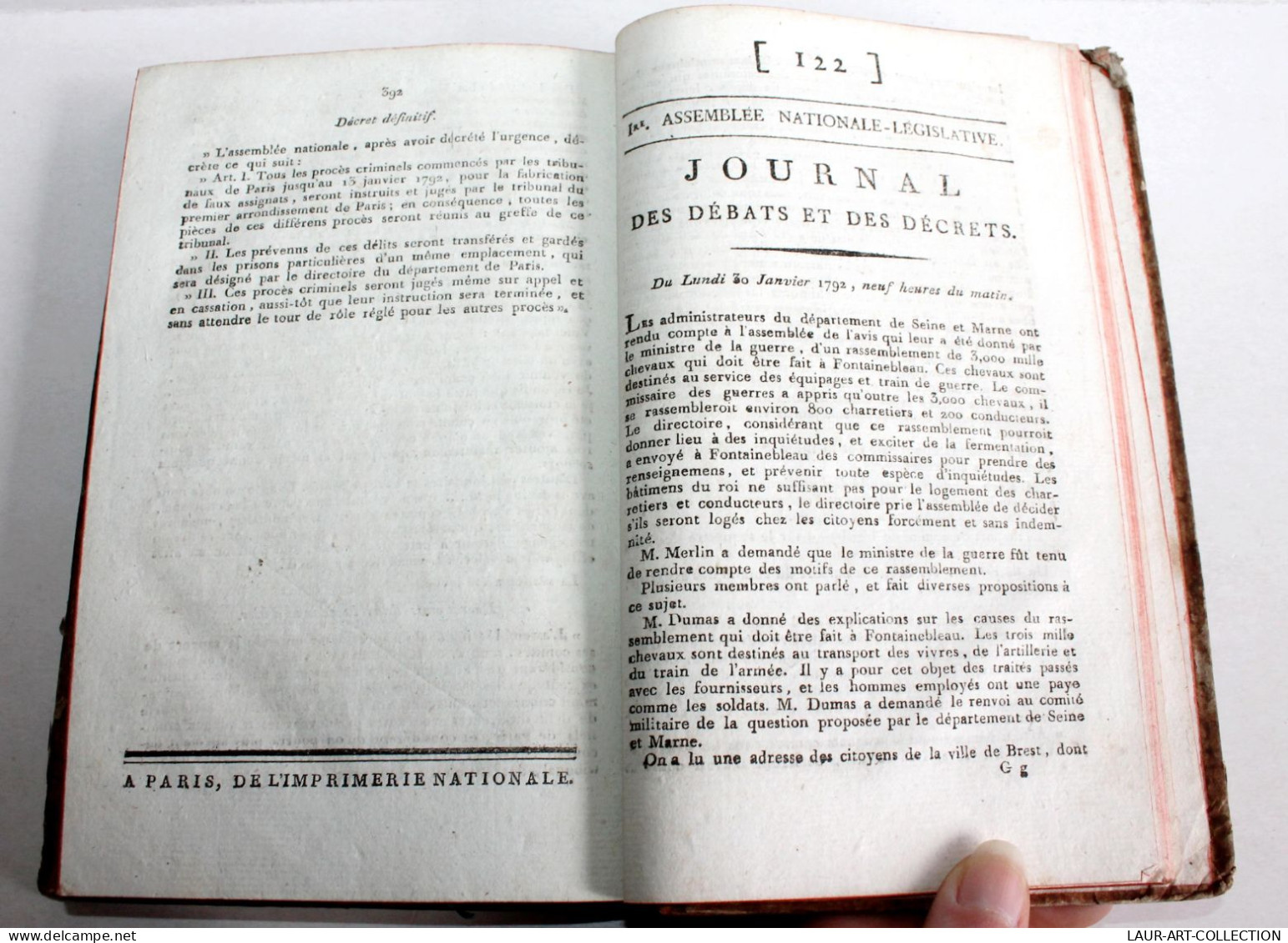 1792, 1e ASSEMBLEE NATIONALE LEGISLATIVE JOURNAL DES DEBATS & DECRETS N°93 à 124 / ANCIEN LIVRE XIXe SIECLE (1803.158) - 1801-1900