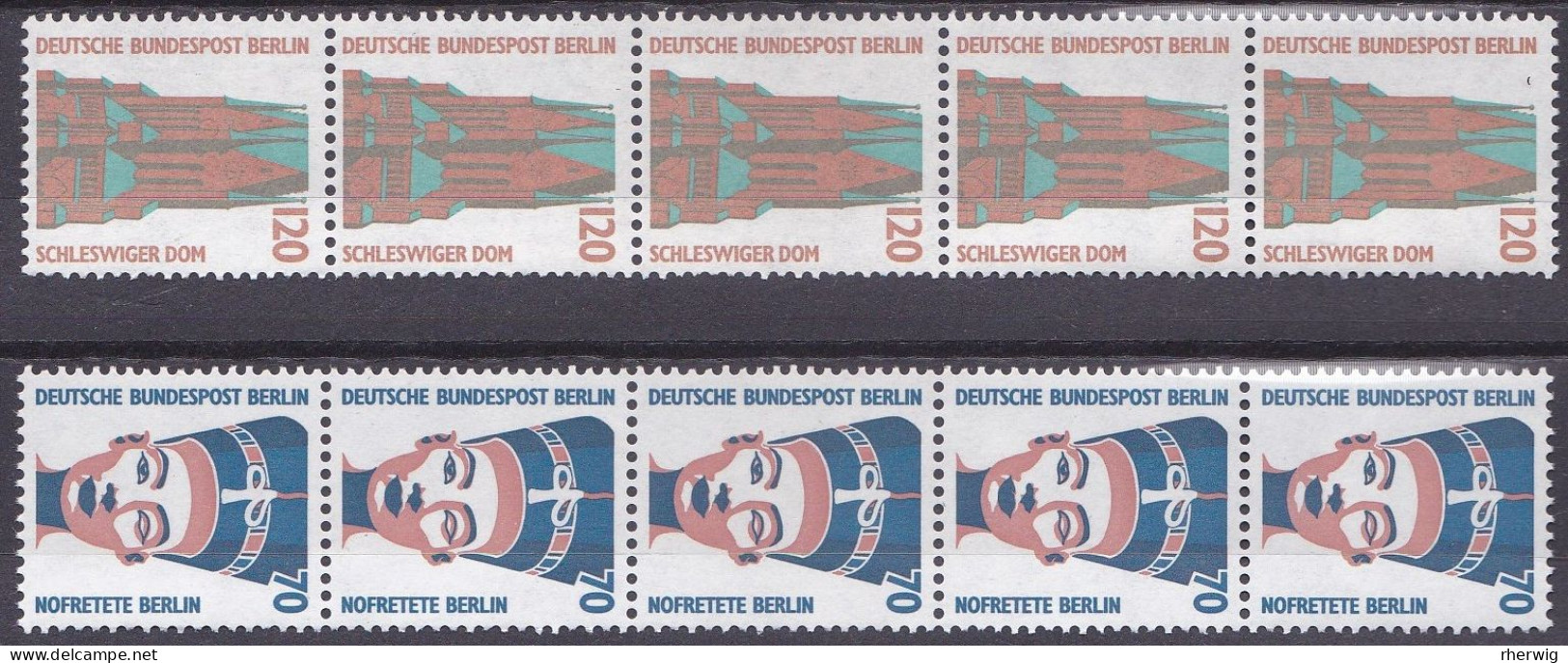 Berlin, 1988,  Nr. 814-815 ** 5er- Streifen Mit Zählnr. Sehenswürdigkeiten (III) - Unused Stamps