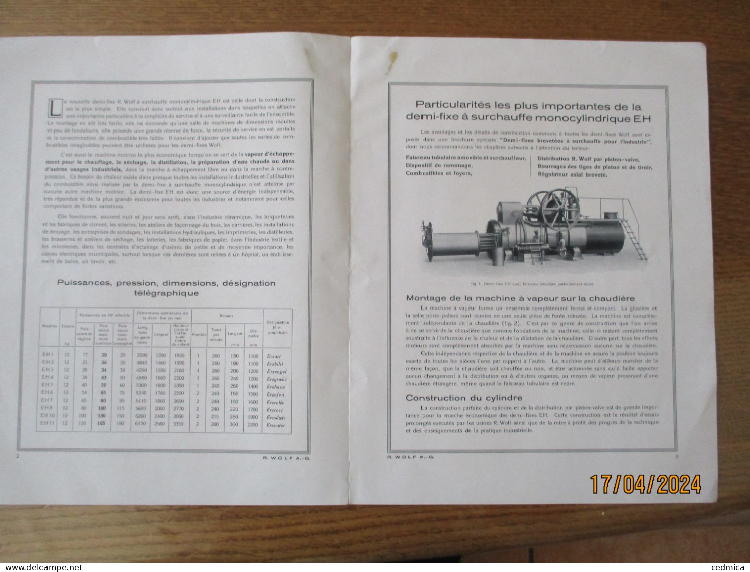 MAGDEBOURG-BUCKAU R.WOLF A.G. DEMI-FIXES BREVETEES A SURCHAUFFE MONOCYLINDRIQUES SERIE EH - Publicités