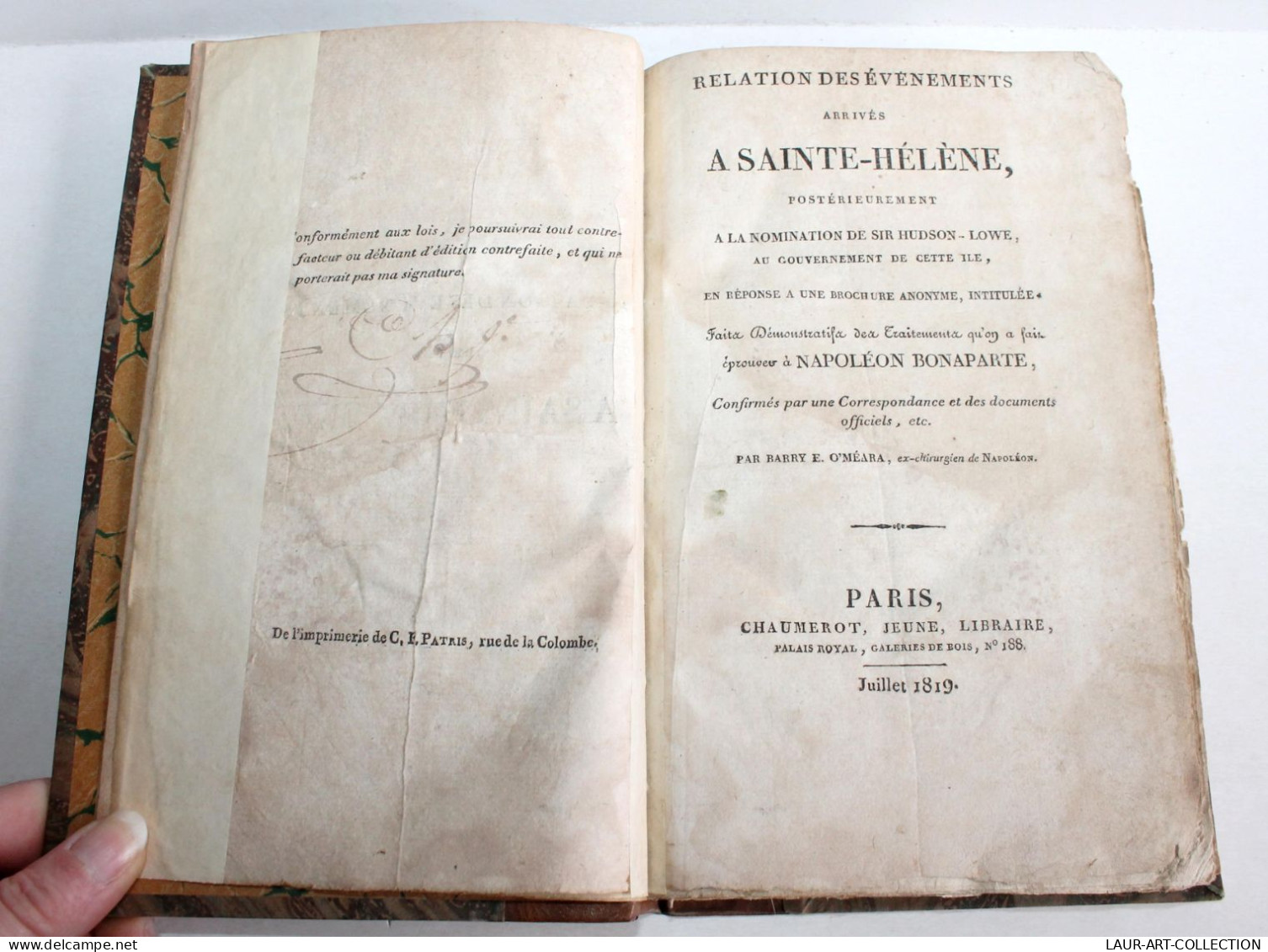 RELATION EVENEMENT ARRIVE A STE HELENE APRES NOMINATION HUDSON LOWE 1819 O'MEARA / ANCIEN LIVRE XIXe SIECLE (1803.159) - 1801-1900