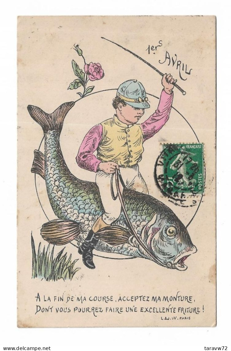 CPA FETE DU 1ER AVRIL / JOCKEY ET POISSON - 1er Avril - Poisson D'avril