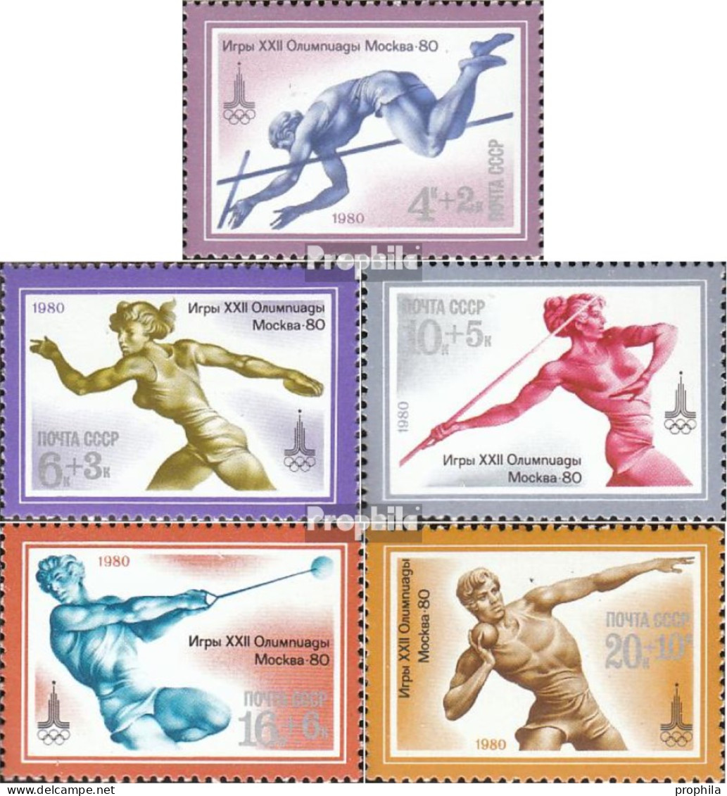 Sowjetunion 4932-4936 (kompl.Ausg.) Postfrisch 1980 Olympische Sommerspiele 80 - Unused Stamps