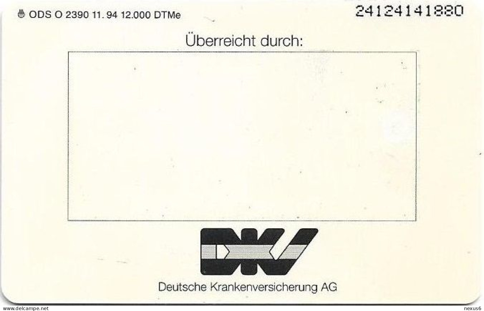 Germany - DKV (No Address) - O 2390 - 11.1994, 6DM, 12.000ex, Mint - O-Serie : Serie Clienti Esclusi Dal Servizio Delle Collezioni