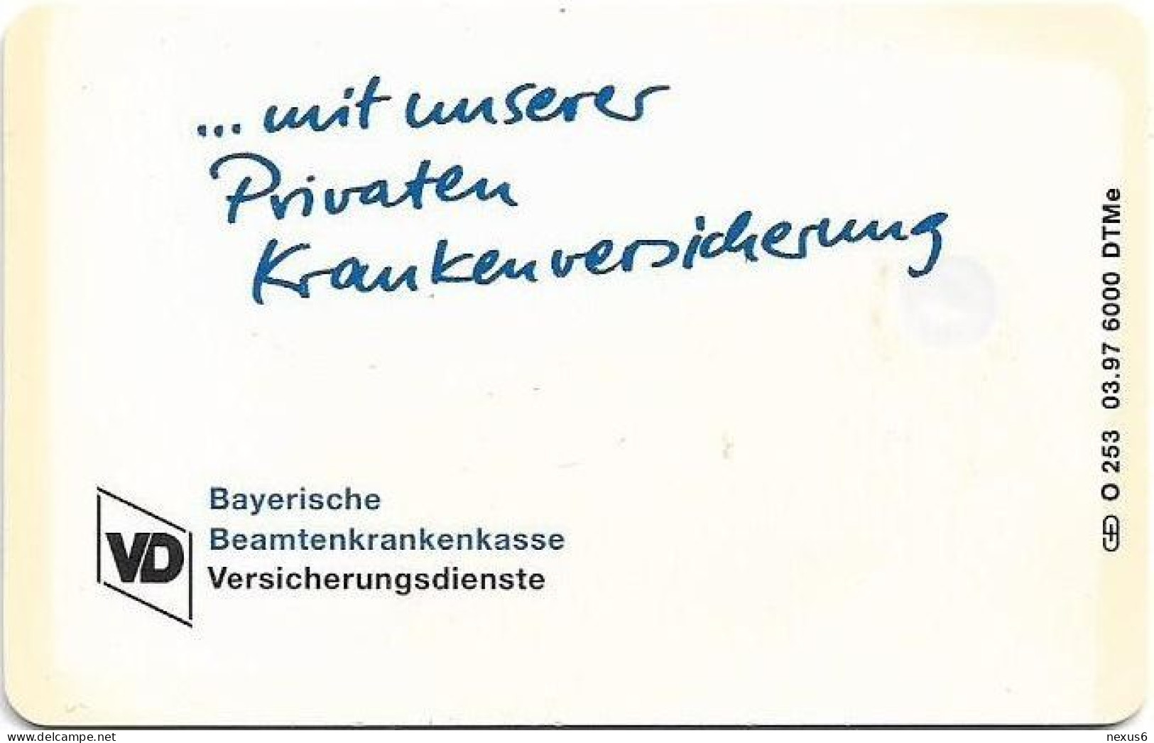 Germany - Bayerische Beamtenkrankenkasse 2 - O 0253 - 03.1997, 6DM, 6.000ex, Used - O-Series : Series Clientes Excluidos Servicio De Colección