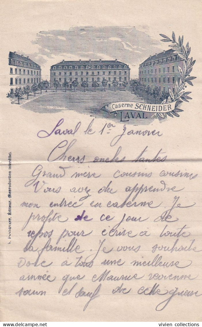 Laval (53) Lettre élève Caporal 124e D'inf 28e Cie Caserne Schneider (qui A Subit De Nombreuses Pertes Bretagne Mayenne) - Guerre De 1914-18