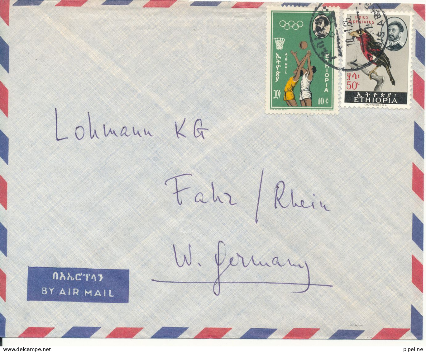 Ethiopia Air Mail Cover Sent To Germany 18-1-1965 BIRD And VOLLEYBALL Stamps - Etiopía