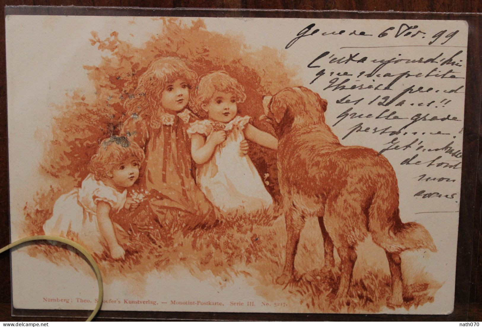 CPA Ak 1899 Illustrateur Litho Deutsches Reich Kunst Kinder Tiere Chien Enfants Suisse - Honden