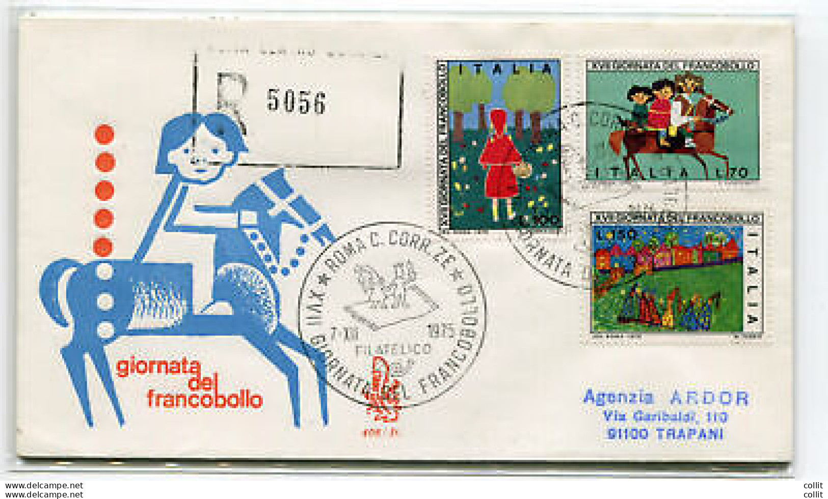 Italia FDC Venetia 1975 Gior. Del Francobollo  Viaggiata Racc. Per L'Italia - FDC