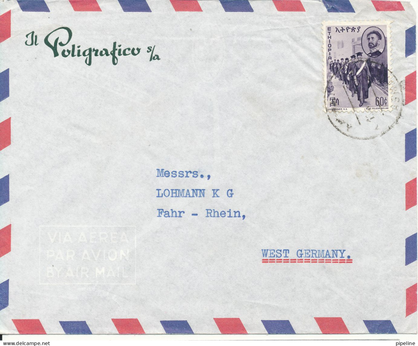 Ethiopia Air Mail Cover Sent To Germany Single Franked - Ethiopië