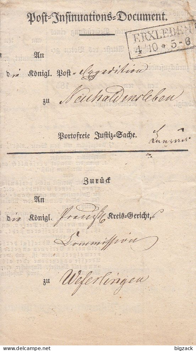 Preussen Brief R2 Erxleben 4.10. Gel. Nach Neuhaldensleben - Storia Postale