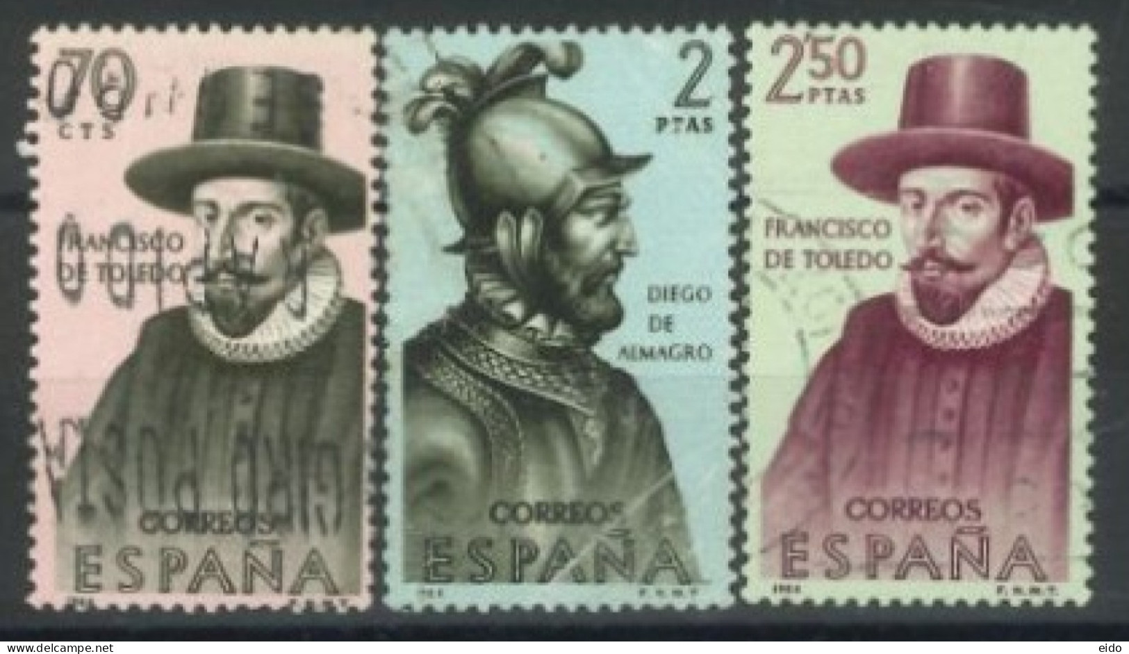 SPAIN, 1964, BUILDERS OF THE NEW WORLD STAMPS SET OF 3, # 1272,1274,& 1276, USED. - Oblitérés