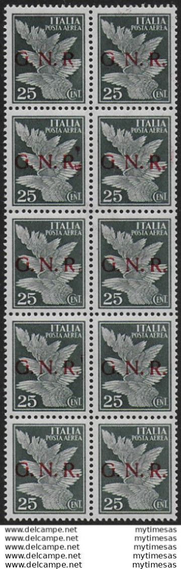 1944 Repubblica Sociale 25c. G.N.R. Verona Var MNH Sassone N. 117cbb+ccg - Sonstige & Ohne Zuordnung