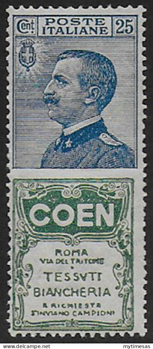 1924-25 Italia Pubblicitari 25c. Coen Bc. MNH Sassone N. 5 - Otros & Sin Clasificación