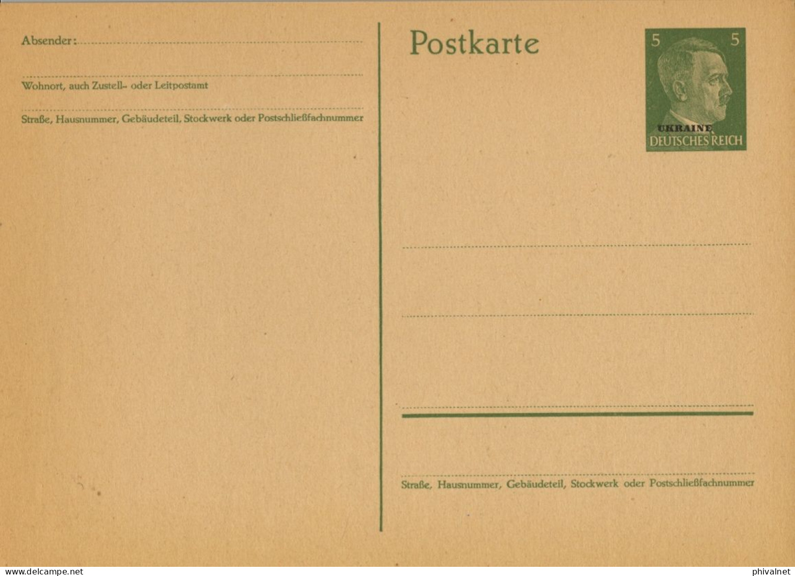 ALEMANIA REICH , 1941 , TARJETA ENTERO POSTAL  SIN CIRCULAR , SOBRECARGA " UKRAINE " , UCRANIA - Sonstige & Ohne Zuordnung