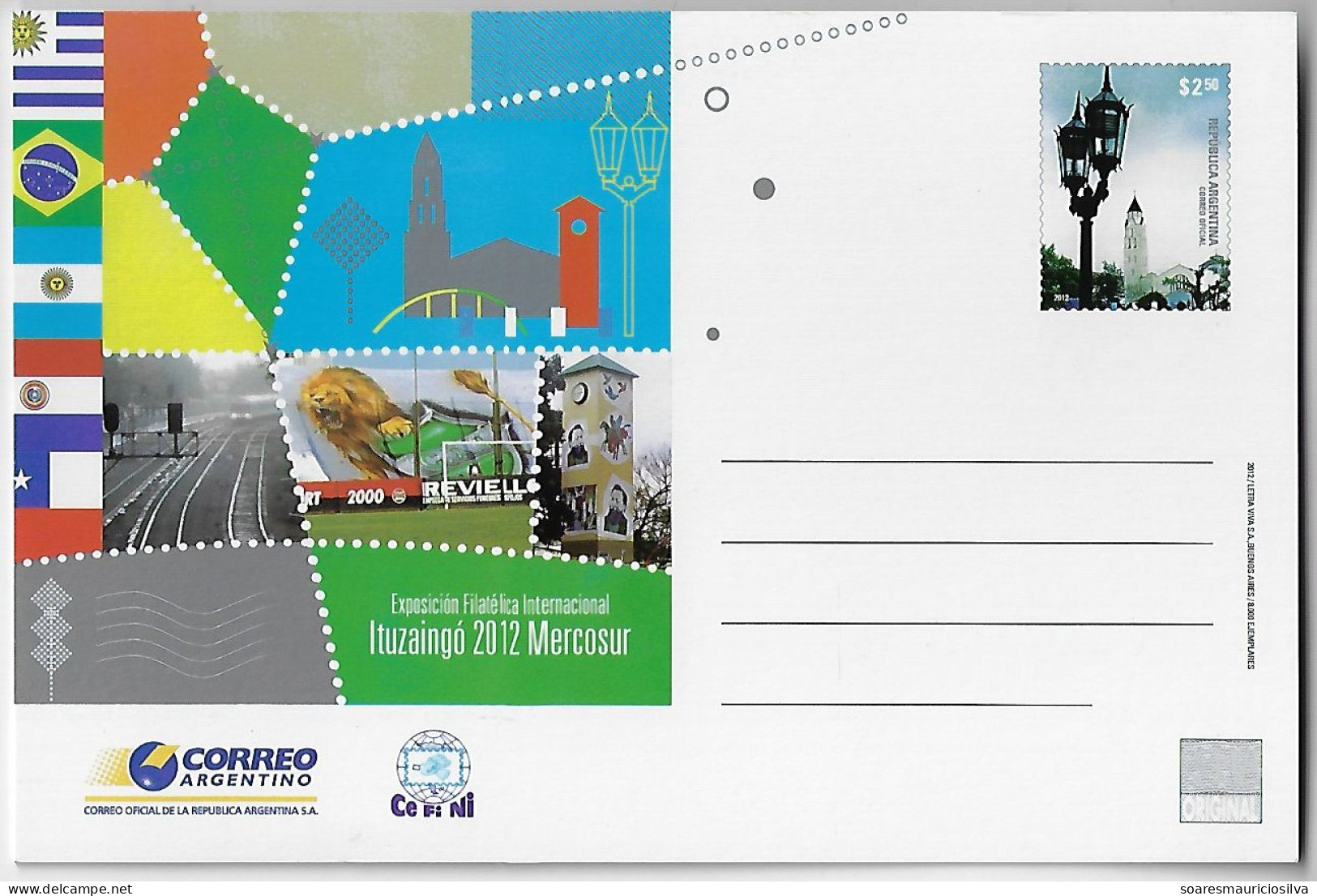 Argentina 2012 Postal Stationery Card International Philatelic Exhibition In Ituzaingó Unused - Ganzsachen