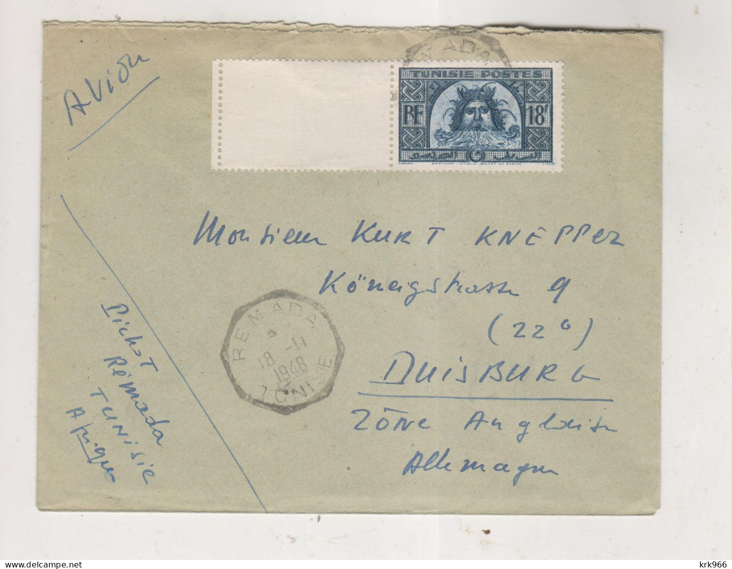 TUNISIA 1948 REMADA  Nice Cover To Germany - Lettres & Documents