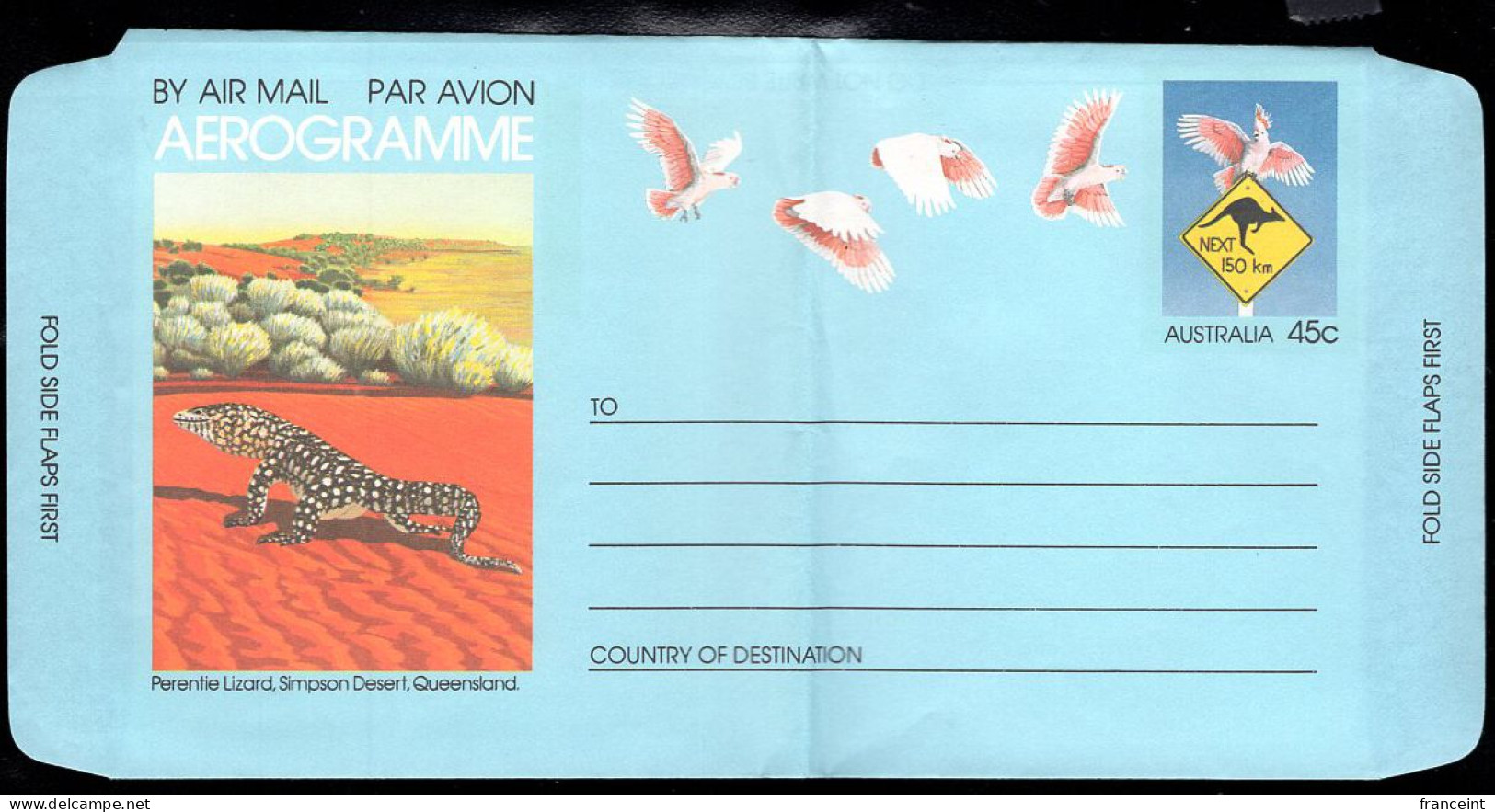 AUSTRALIA(1986) Perentie Lizard. 45c Illustrated Aerogramme. Folded Across Middle. - Luchtpostbladen