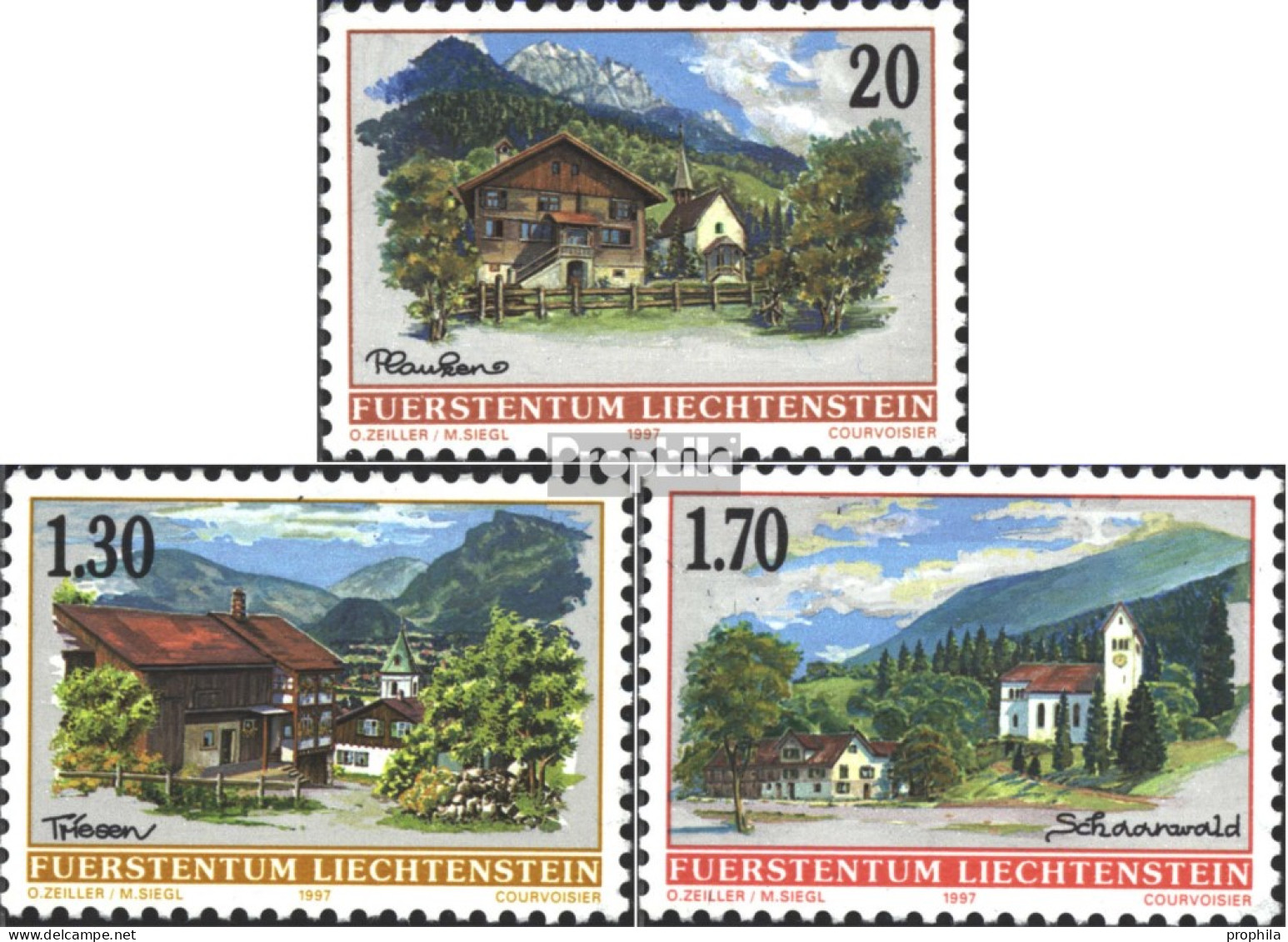 Liechtenstein 1148-1150 (kompl.Ausg.) Postfrisch 1997 Dorfansicht - Neufs