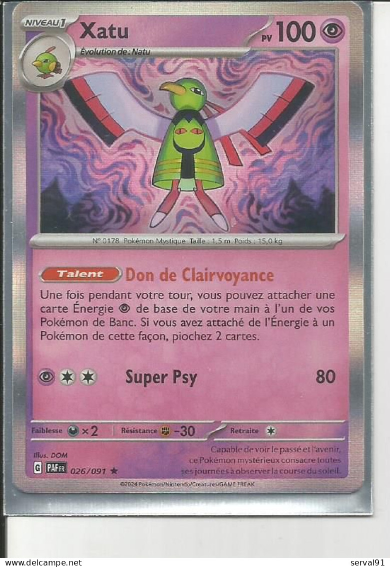 CARTE XATU HOLOGRAPHIQUE DESTINEES DE PALDEA N° 26 - Scarlet & Violet