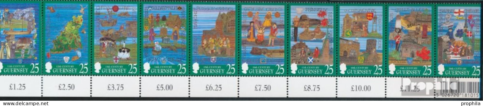 GB - Guernsey 759-768 Zehnerstreifen (kompl.Ausg.) Postfrisch 1998 Geschichte - Guernsey