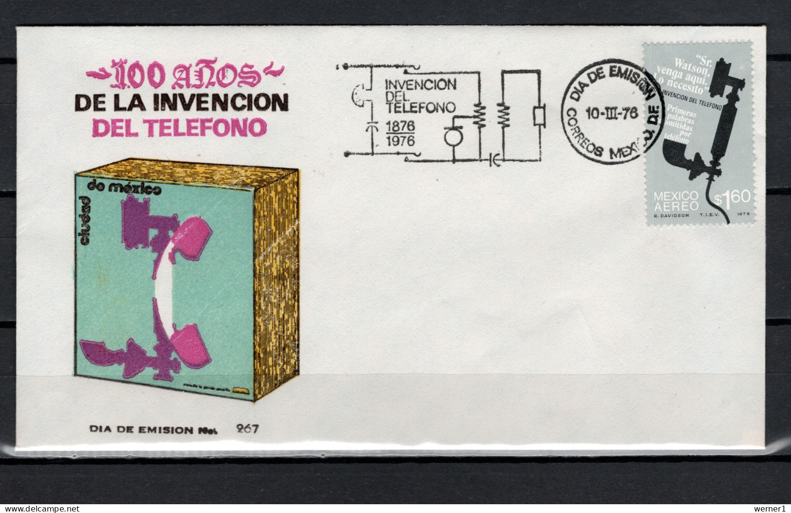 Mexico 1976 Space, Telephone Centenary Stamp On FDC - Noord-Amerika