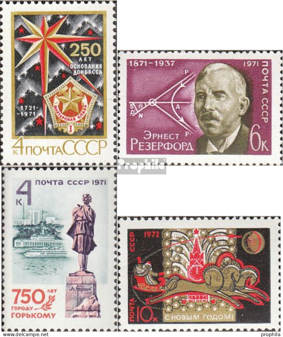 Sowjetunion 3920,3921,3922,3923 (kompl.Ausg.) Postfrisch 1971 Donbass, Rutherford, Gorkij, Neujah - Unused Stamps