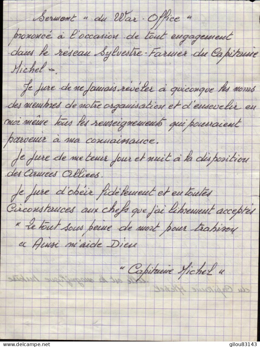 F.F.I., Reseau Sylvestre-Farmer, capitaine michel trotobas (trentiéme anniverssaire de sa mort) livret de 4 pages, 1973