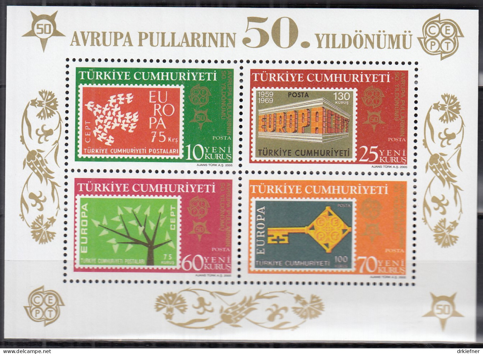 TÜRKEI  Block 59, Postfrisch **, 50 Jahre Europamarken, 2005 - Blocks & Kleinbögen