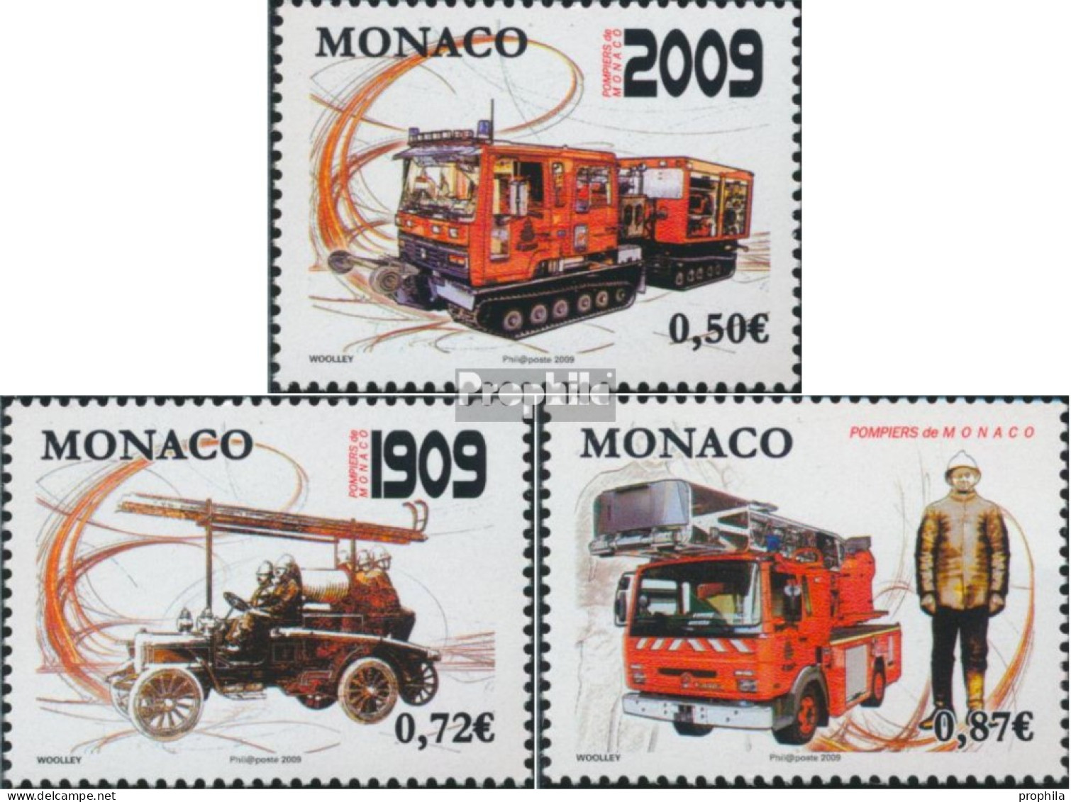 Monaco 2916-2918 (kompl.Ausg.) Postfrisch 2009 100 Jahre Feuerwehr - Neufs