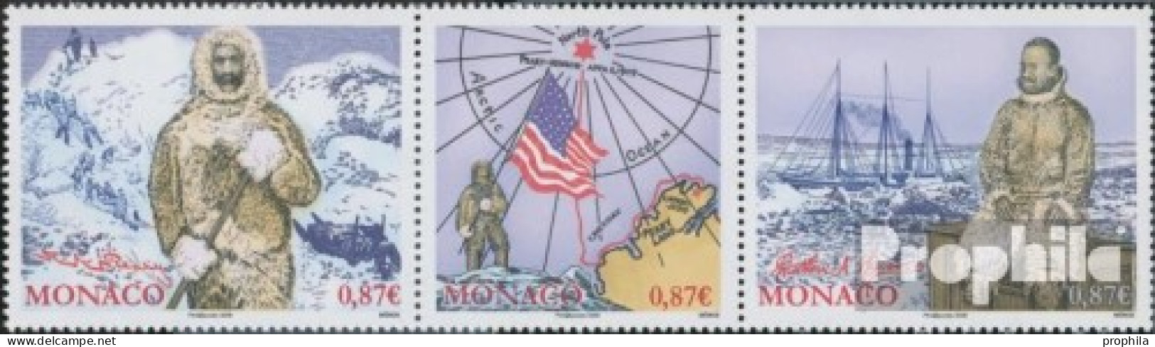 Monaco 2913-2915 Dreierstreifen (kompl.Ausg.) Postfrisch 2008 Nordpolexpedition - Neufs
