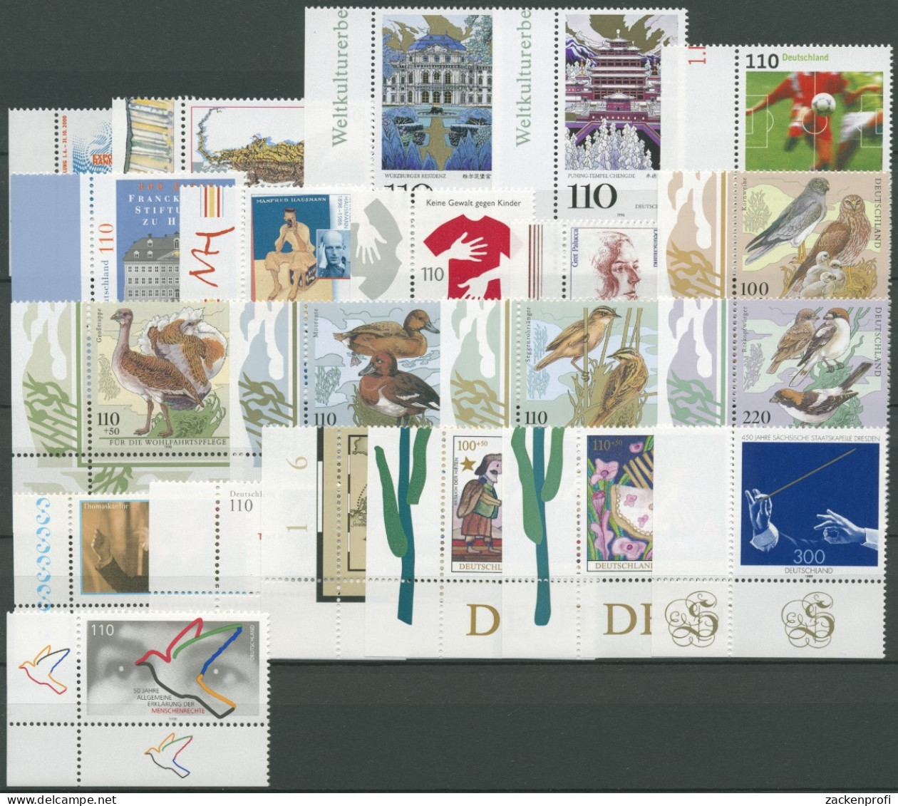 Bund 1998 Eckrandstücke Links Unten Komplett Aus 10er-Bogen Postfrisch (R7163) - Unused Stamps