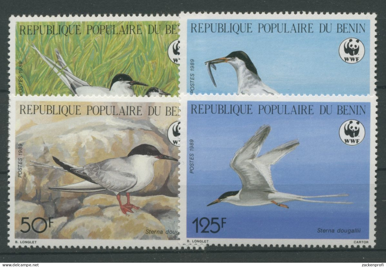 Benin 1989 WWF Naturschutz Vögel Rosenseeschwalbe 476/79 Postfrisch - Benin - Dahomey (1960-...)