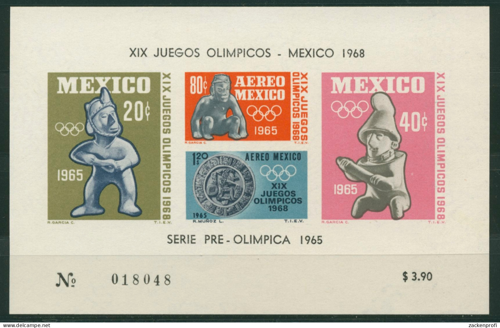 Mexiko 1965 Olympia Sommerspiele Mexiko'68 Block 3 Postfrisch (C22469) - Mexique