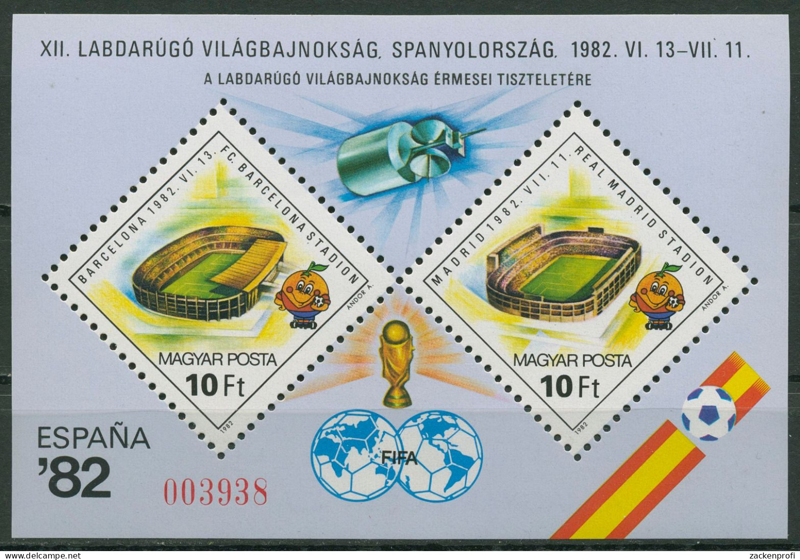 Ungarn 1982 Fußball-WM Spanien Stadien Sonder-Block 155 A I Postfrisch (C92592) - Blocs-feuillets