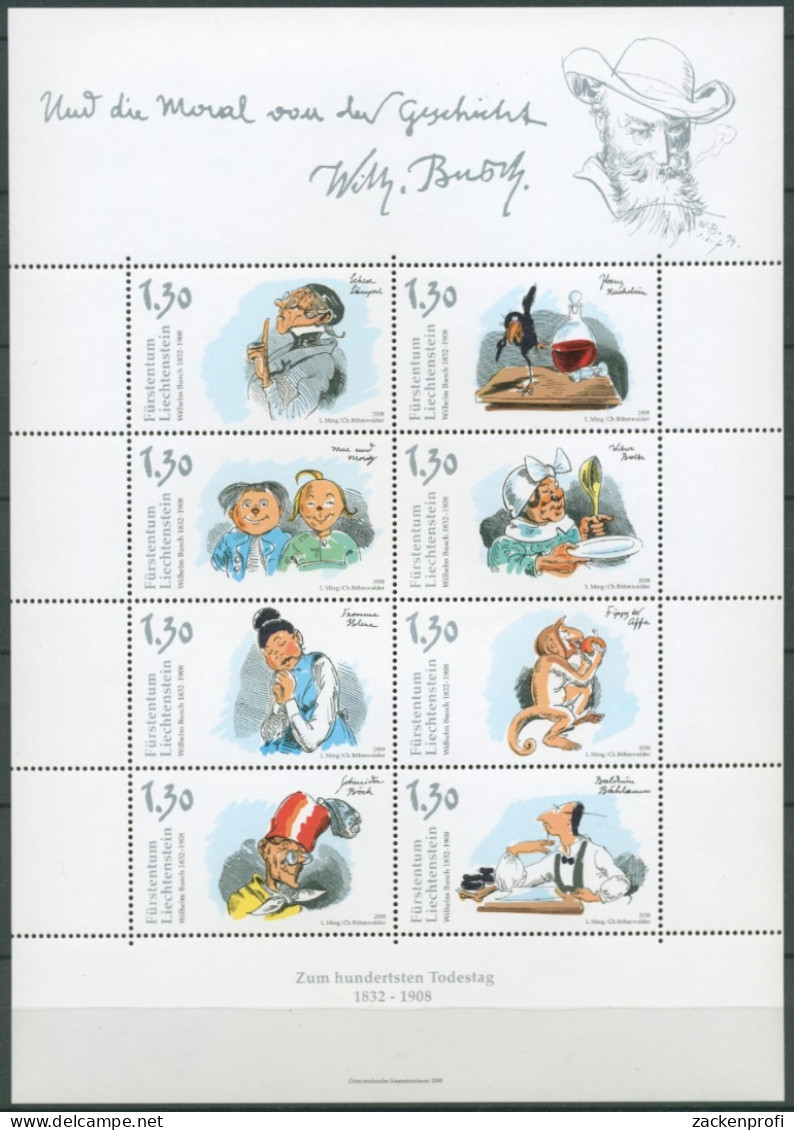 Liechtenstein 2008 100. Todestag Von Wilhelm Busch 1490/97 K Postfrisch (C13483) - Blocks & Sheetlets & Panes