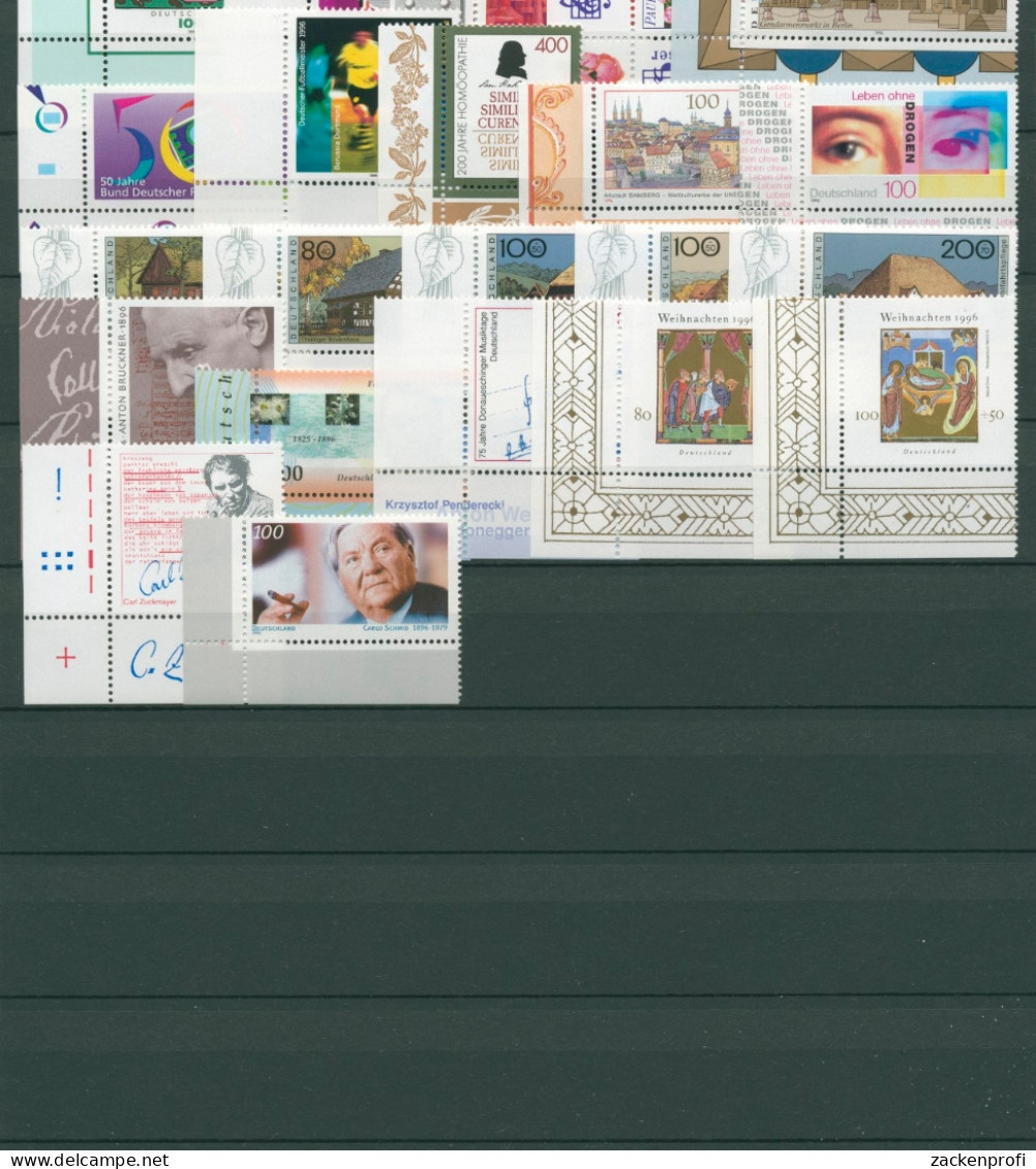 Bund 1996 Eckrandstücke Links Unten Komplett Aus 10er-Bogen Postfrisch (R7151) - Unused Stamps