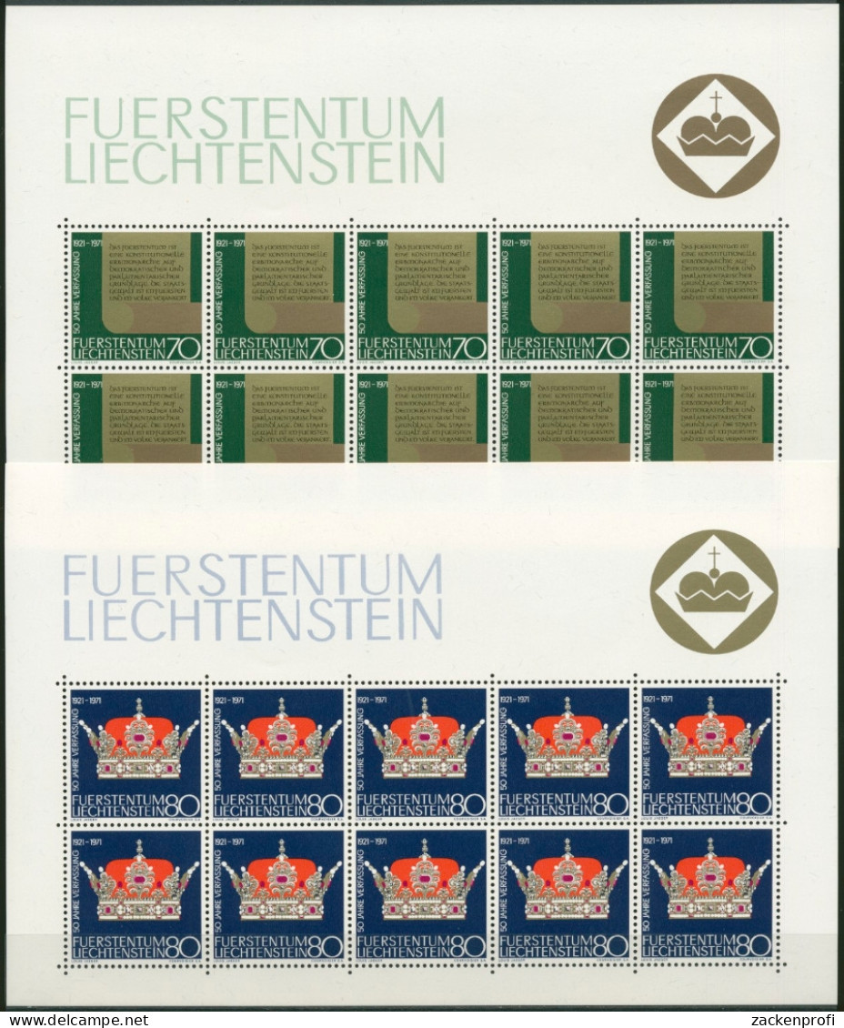 Liechtenstein 1971 50 Jahre Neue Verfassung 546/47 K Postfrisch (C13749), Mängel - Blokken