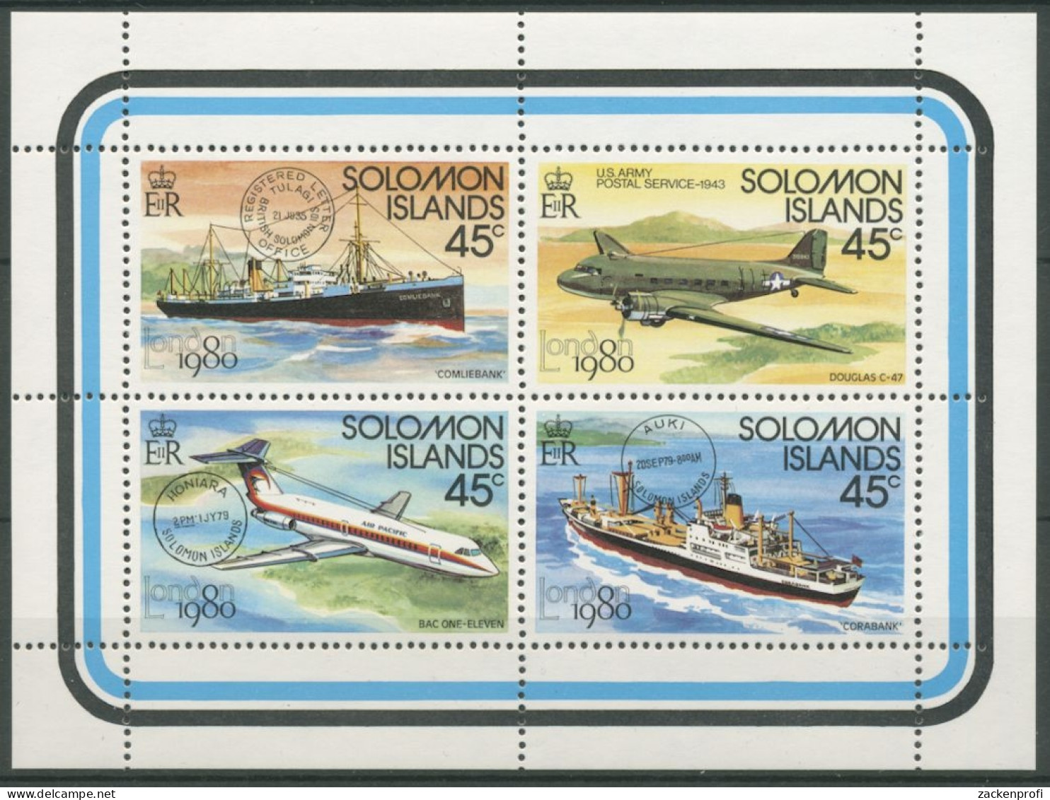 Salomoninseln 1980 LONDON'80 Schiffe Und Flugzeuge 413/16 K Postfrisch (C23014) - Isole Salomone (1978-...)