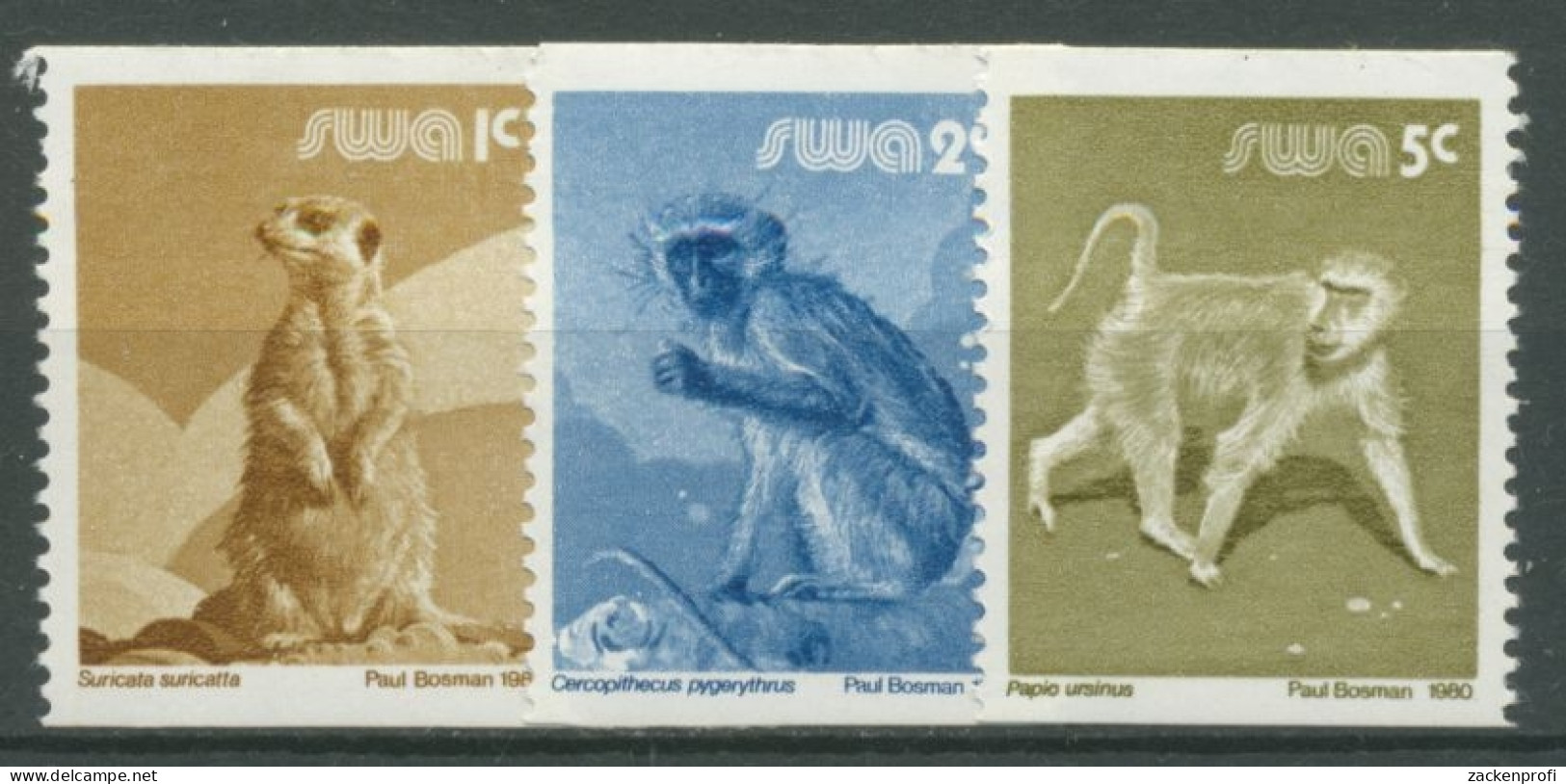 Südwestafrika 1980 Wilde Tiere Erdmännchen Pavian 493/95 Postfrisch - Africa Del Sud-Ovest (1923-1990)