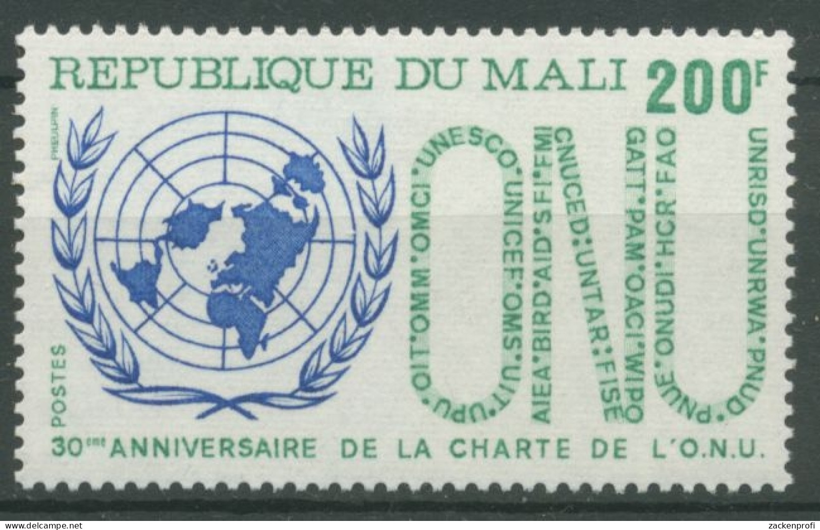 Mali 1975 30 Jahre Vereinte Nationen UNO 513 Postfrisch - Mali (1959-...)