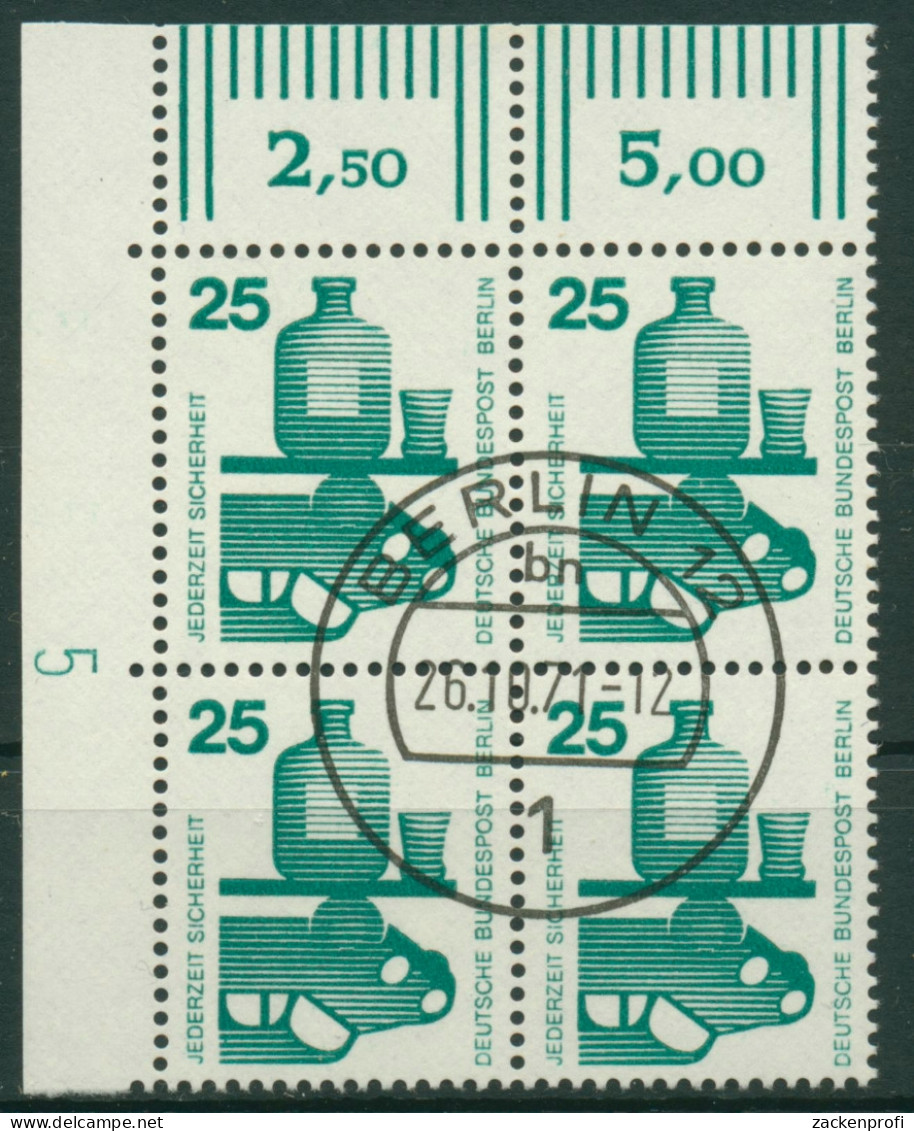 Berlin 1971 Unfallverhütung Druckerzeichen 405 DZ 5 Ecke 4er-Block Gestempelt - Used Stamps