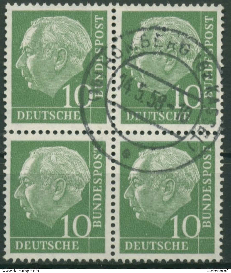 Bund 1954 Th. Heuss I Bogenmarken 183 4er-Block Gestempelt - Gebruikt