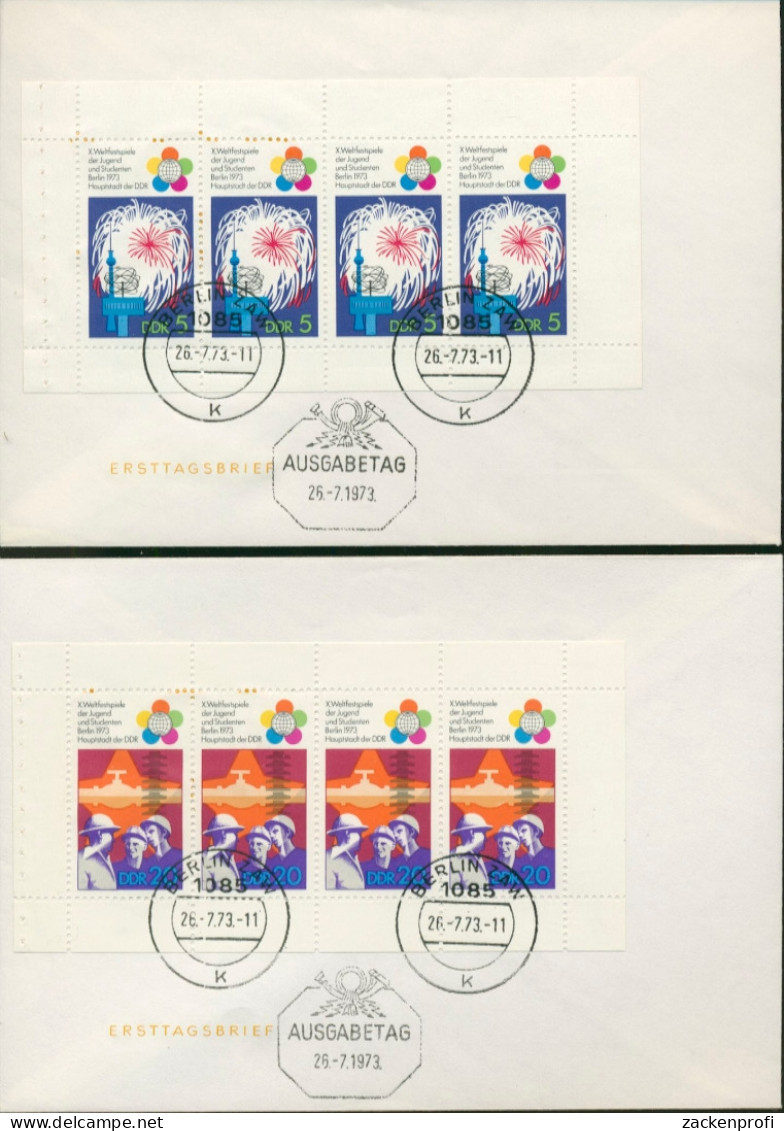 DDR 1973 Weltfestspiele Ersttagsbriefe Heftchenblätter 16/17 A FDC (T16776) - Sonstige & Ohne Zuordnung