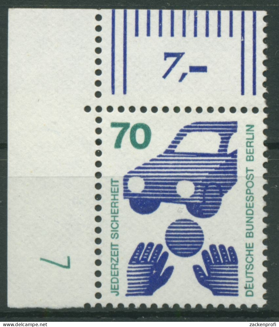 Berlin 1973 Unfallverhütung Mit Druckerzeichen 453 DZ 7 Grün Ecke Postfrisch - Unused Stamps