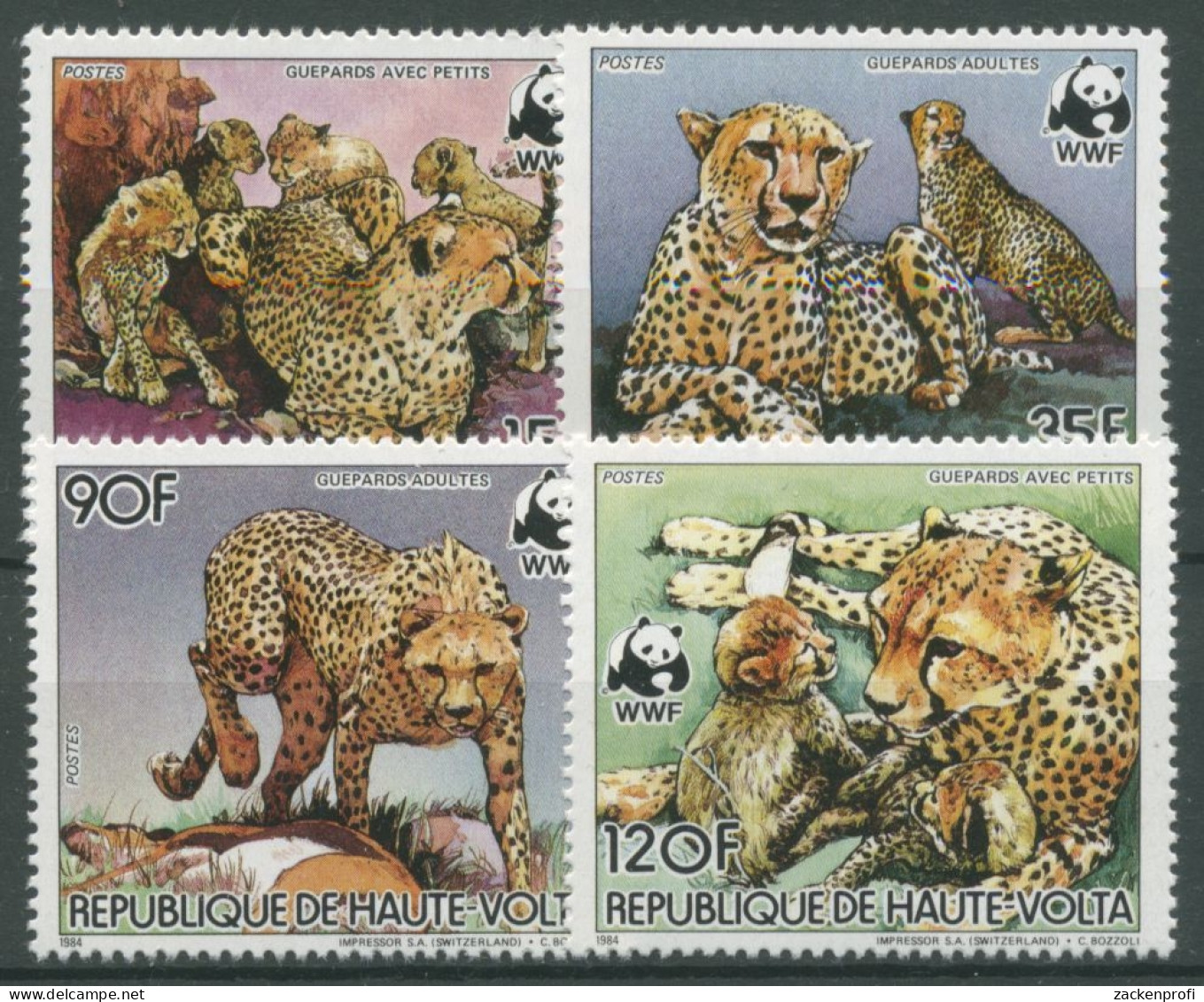 Obervolta 1984 WWF Naturschutz Gepard 957/60 A Postfrisch - Haute-Volta (1958-1984)