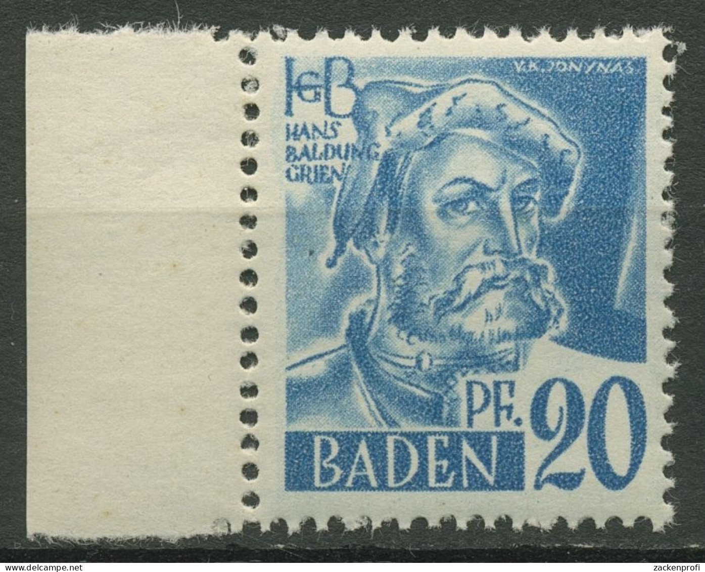 Französische Zone: Baden 1947 Hans Baldung Type II, 7 Yv II Postfrisch - Bade