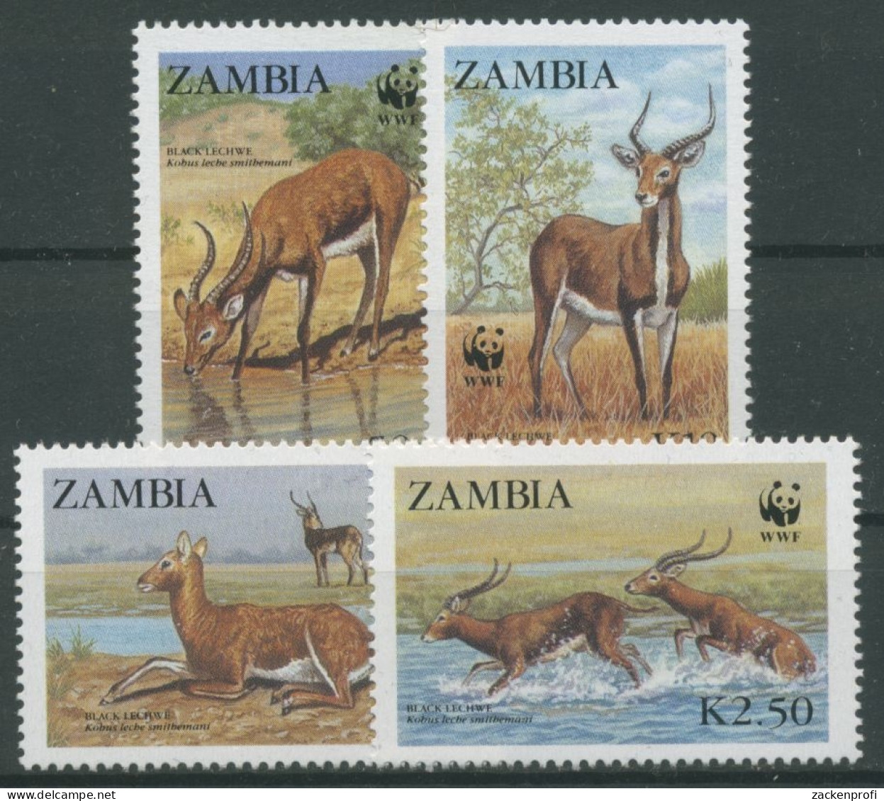 Sambia 1987 WWF Naturschutz Wasserbock 438/41 Postfrisch - Zambie (1965-...)
